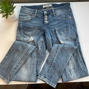 European Denim Tally Weijl Button Fly Distressed Skinny Jean